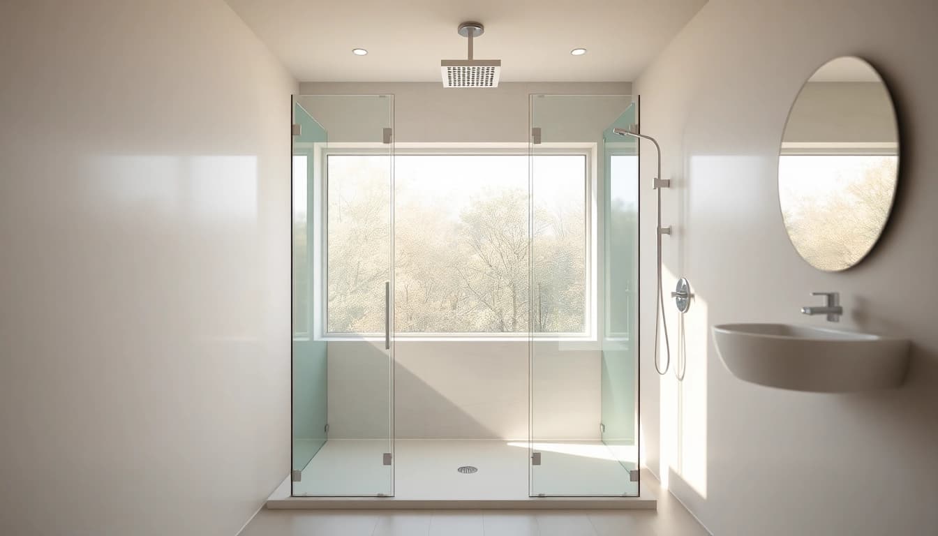 Installez des douches élégantes et modernes dans un espace de salle de bains sunny showers france.