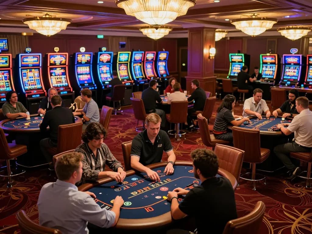 Engaging scene of players enjoying the excitement of MM 88 casino games on a vibrant casino floor.
