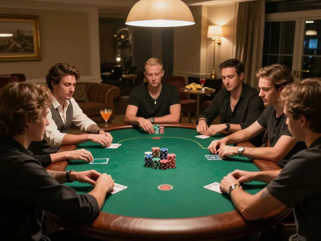 Players engaging in strategic poker gameplay at home, enhancing their skills with vidyasewingmachine.