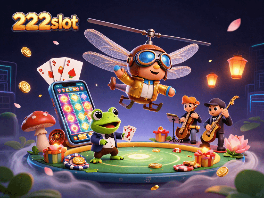 Mengakses 222slot dengan koin emas dan permainan slot menarik dalam ilustrasi 3D yang menggugah semangat.