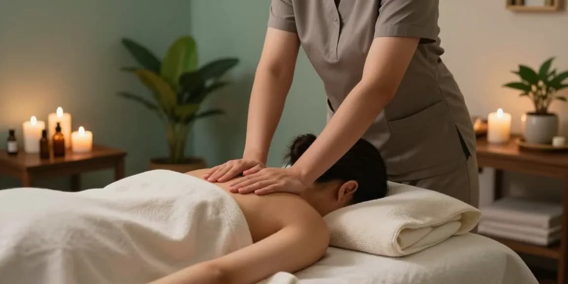 Serene 1인샵 massage therapy scene showcasing a relaxing Swedish massage experience.
