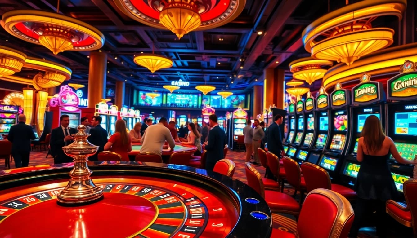 Players enjoying lively games at a Non Uk Casino, showcasing a vibrant atmosphere and excitement.