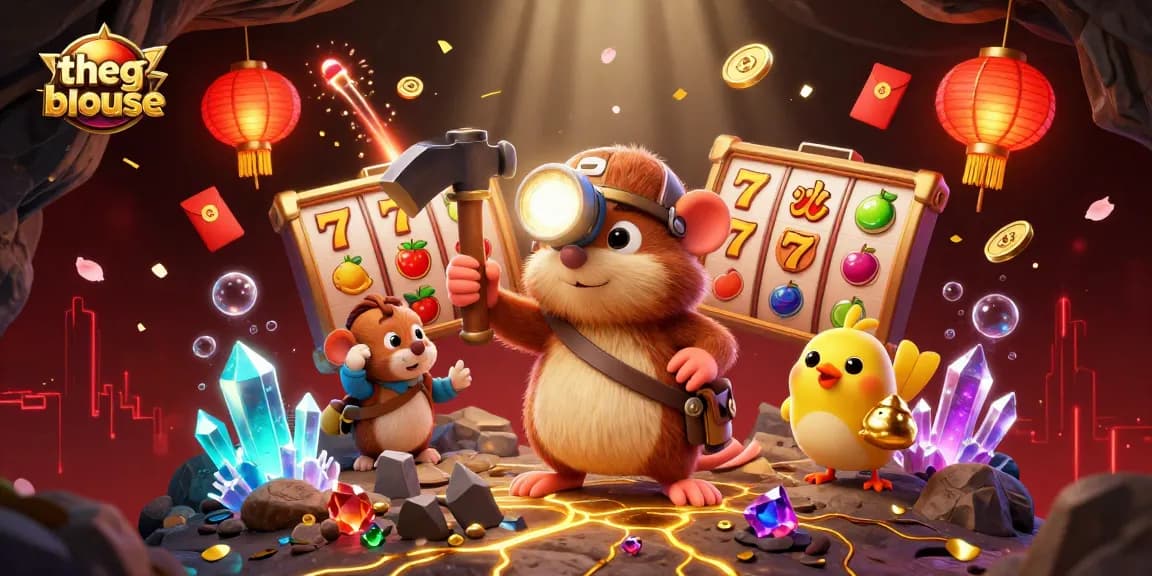 Thegbhouse showcases a thrilling casino adventure with a treasure hunting mole in a colorful scene.