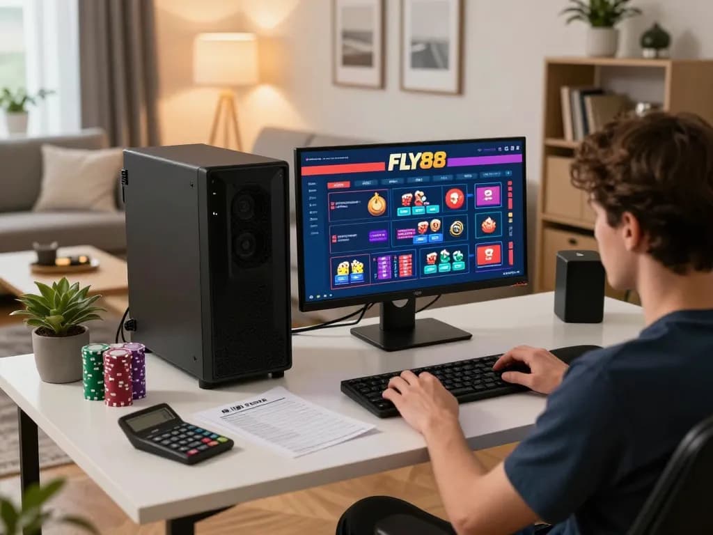 Engaging moment of a player on FLY88 managing their bankroll during online gaming session.