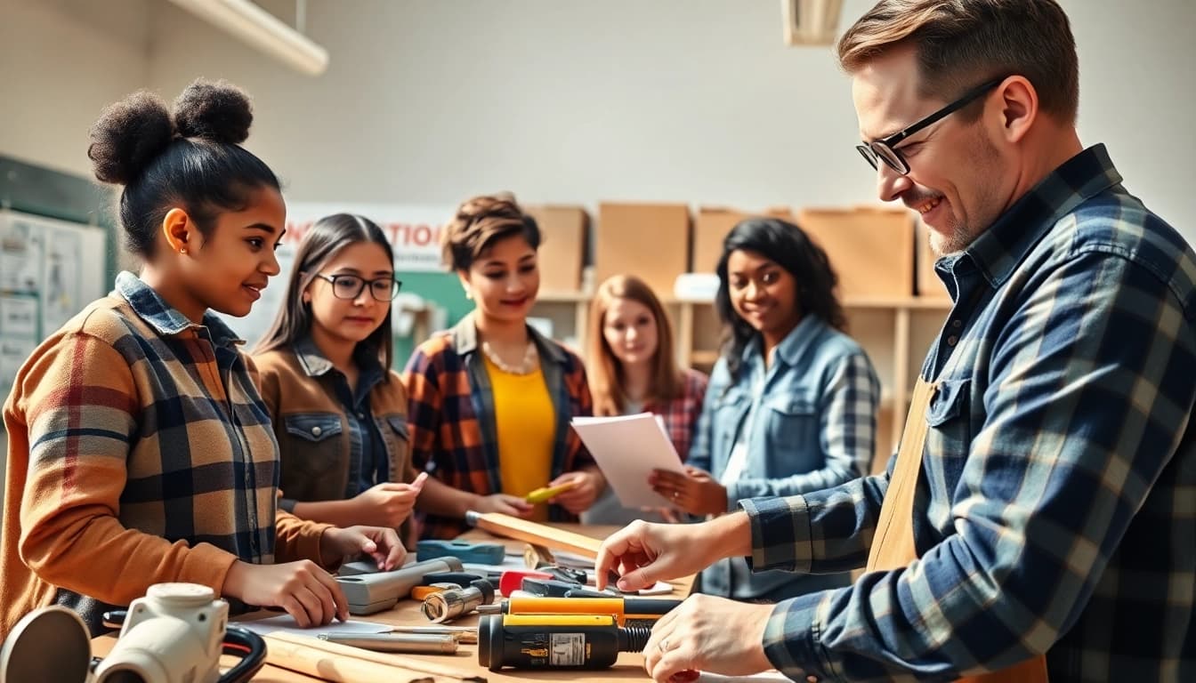 Engage in construction education Colorado with students learning in a dynamic workshop environment.