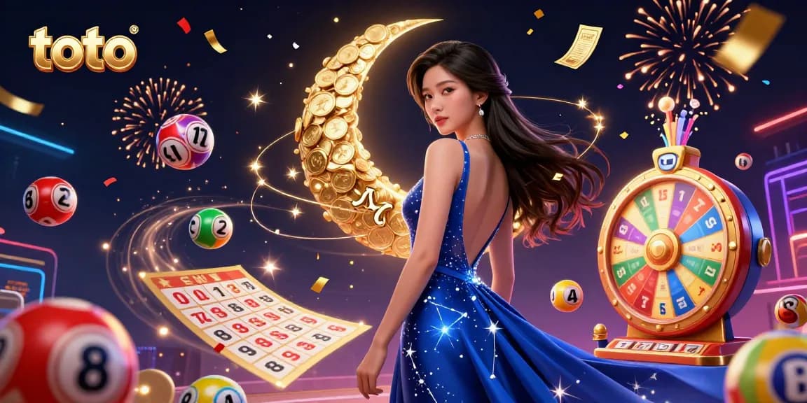 Experience thrilling gameplay with toto-themed lottery elements, featuring dynamic colorful balls and a stunning character.
