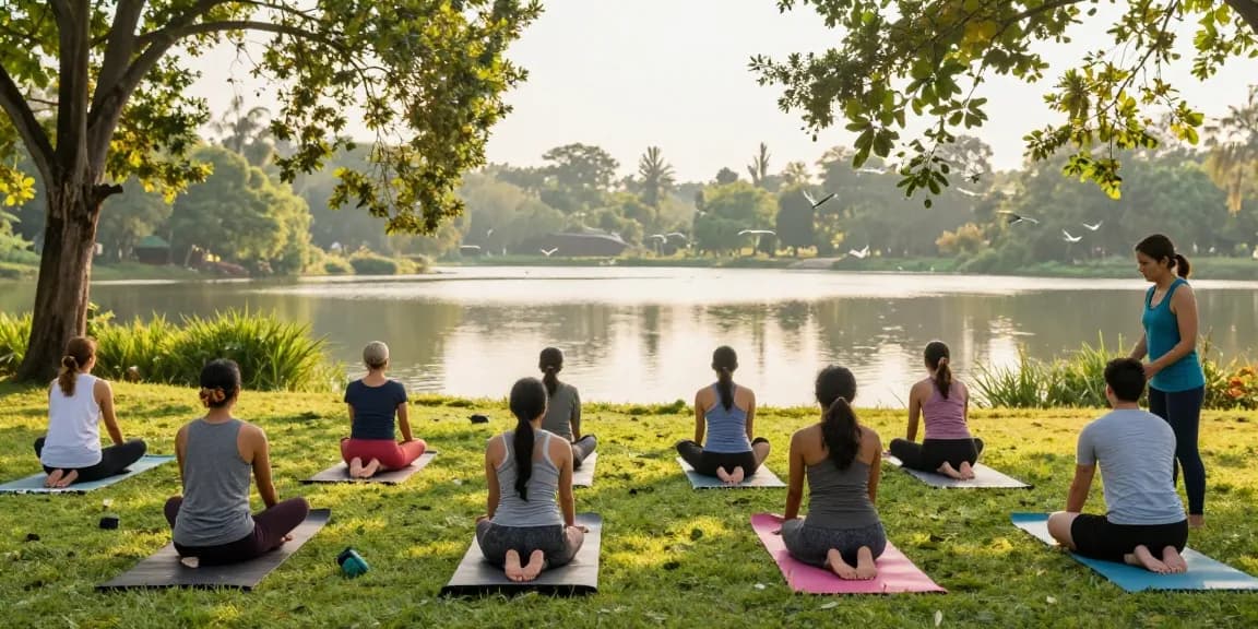 200hr YTT Sri Lanka training with diverse students practicing yoga poses by serene Koggala Lake.