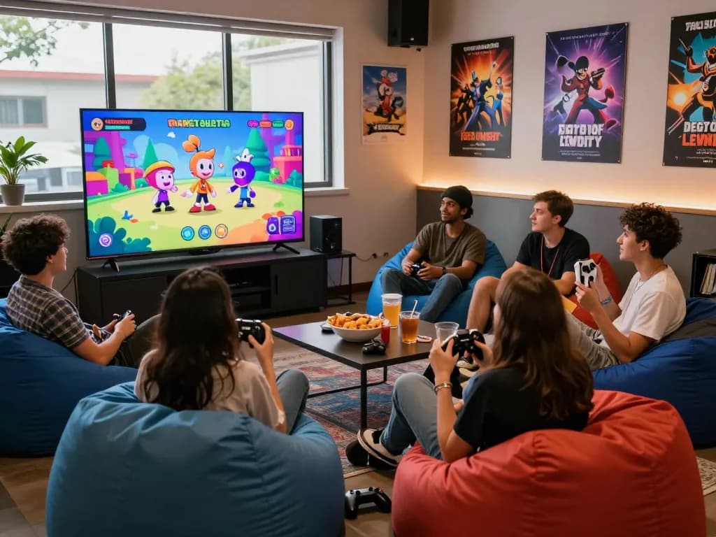 Engaging gaming scene with Degrees of Lewdity characters in a cozy lounge setting, showcasing a vibrant social atmosphere.