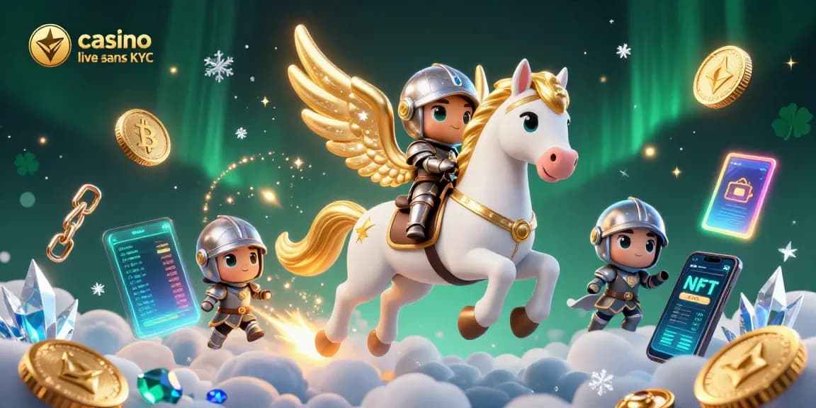 Jouez dans un casino live sans KYC avec un cheval céleste et des éléments de crypto-monnaie fascinants.
