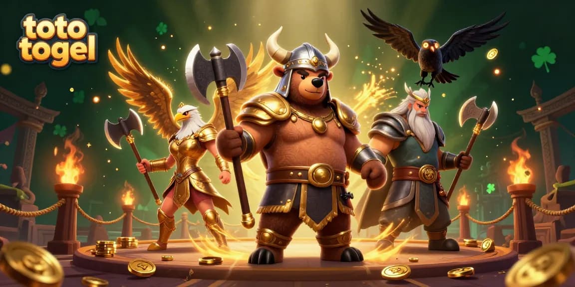 Menggambarkan aksi seru permainan toto togel dengan karakter spektakuler di arena bertema kasino.
