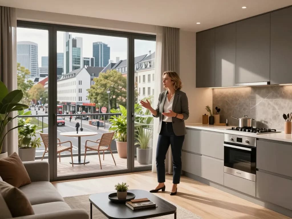 Immobilienmakler Frankfurt Sachsenhausen präsentiert eine stilvolle Wohnung mit Stadtblick und moderner Architektur.