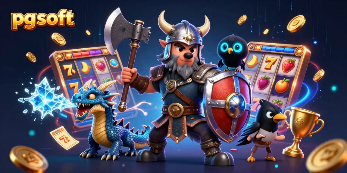 Spin the reels with pg soft's immersive slots featuring a Viking wolf warrior and fiery dragon.