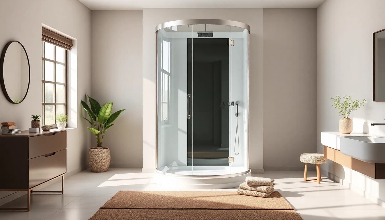 Duschkabine 90x90 komplett – moderne und elegante Dusche in einem stilvollen Badezimmer.