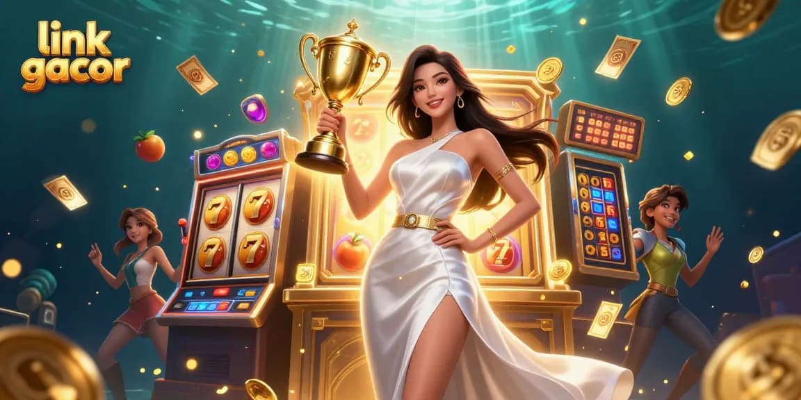 Experience the excitement of link gacor with jackpot slots and stunning visuals in this winning gambling scene.