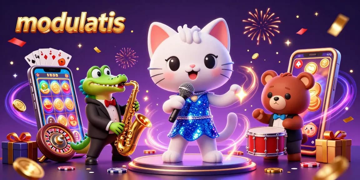 Mengungkap keseruan bermain di modulatis dengan karakter kucing penyanyi jazzy, buaya dan beruang di panggung kasino.