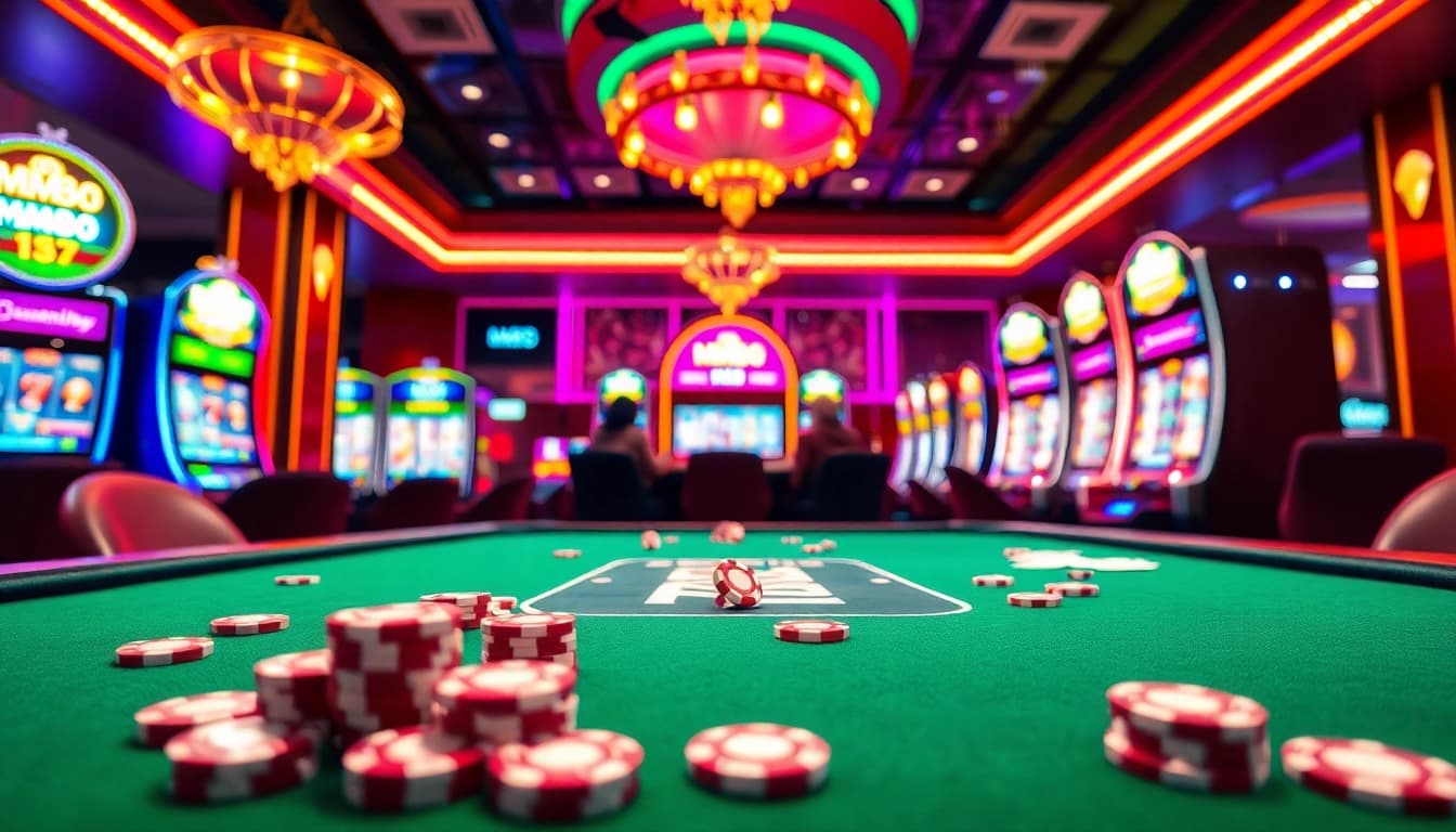 Players enjoying the MM88 casino experience at a vibrant gaming table.