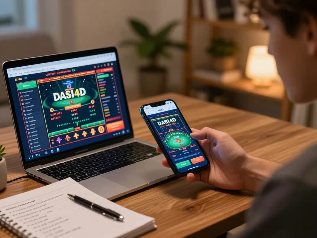 Pemain DASI4D terlibat dalam perjudian online yang menarik melalui aplikasi mobile di lingkungan rumah yang nyaman.