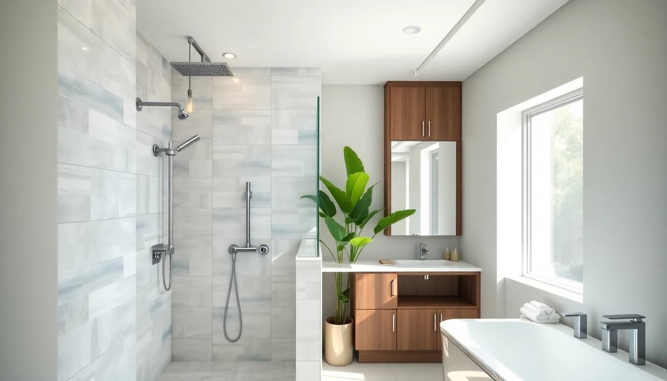 Engaging bathroom renovations near me featuring modern aesthetics and natural light.