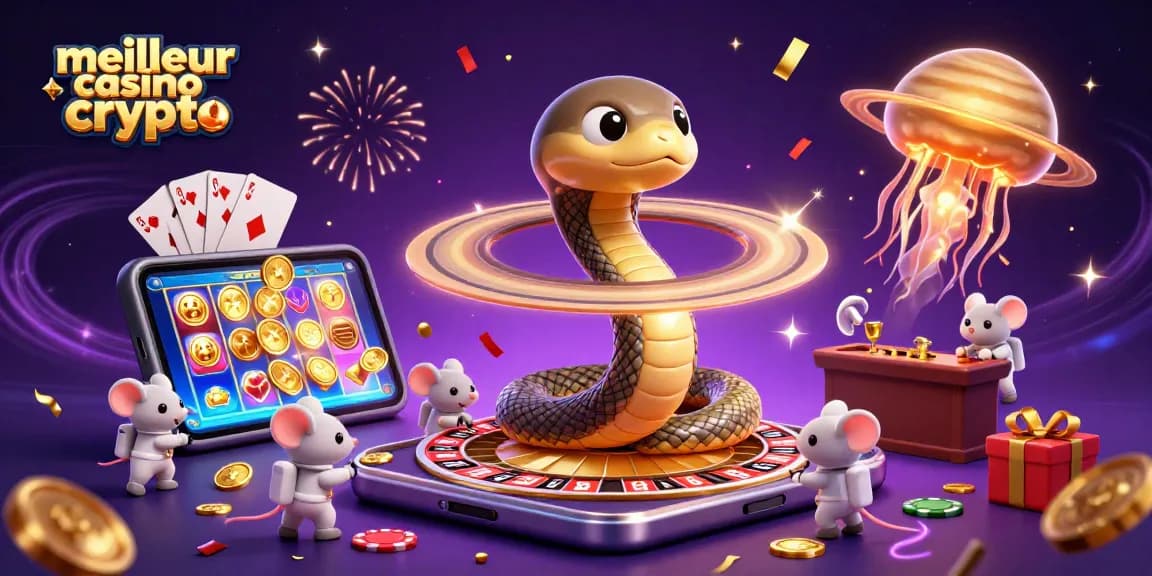Visualisez le meilleur casino crypto avec des personnages animés et des jeux de casino dynamiques.