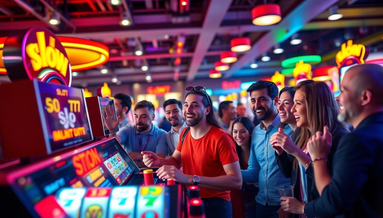 Menang besar di Slot77 dengan antusiasme tinggi di kasino yang meriah.