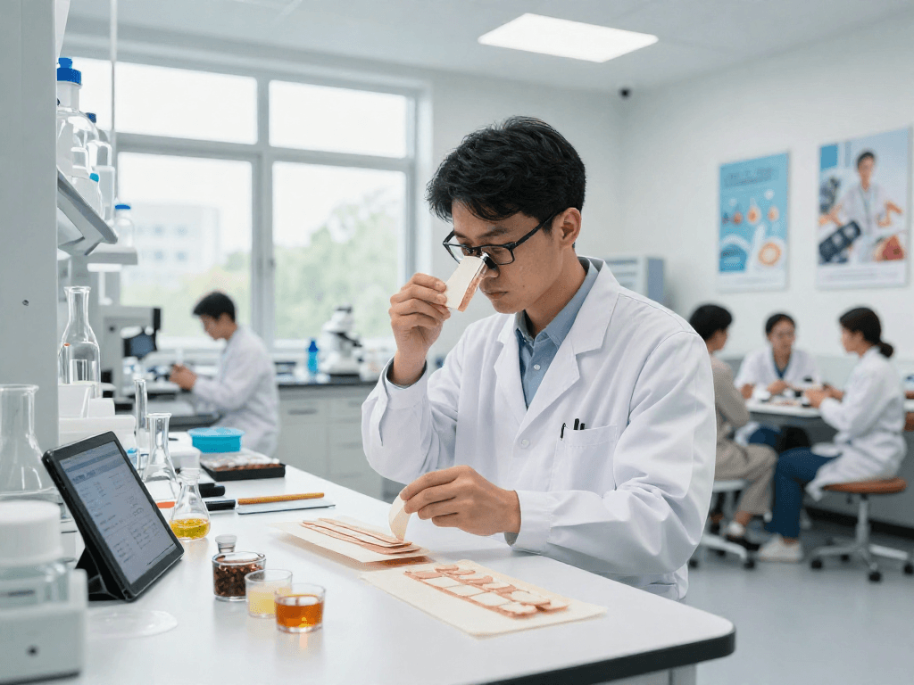 Discovering BPC 157 benefits through advanced buccal strip technology in a modern lab.