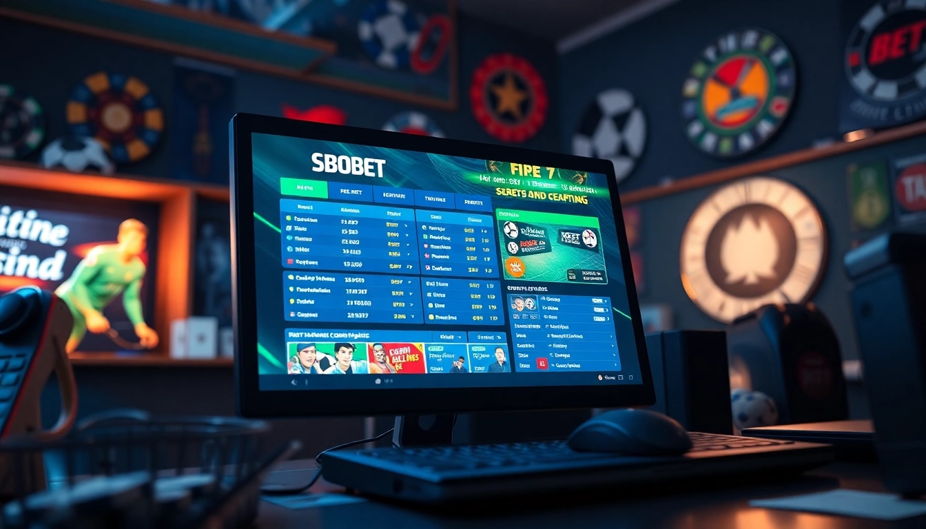 SBOBET.dance showcasing an online betting interface with poker chips and sports memorabilia.