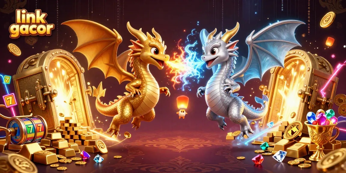 Experience excitement with the link slot gacor, featuring vibrant dragons and golden treasures.