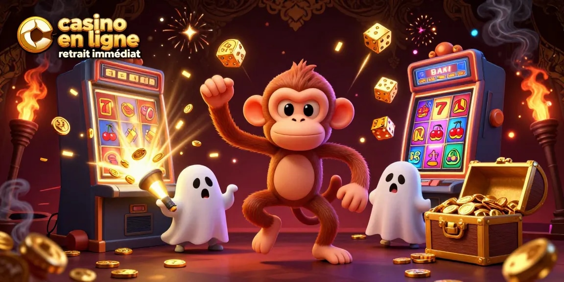 Retirez vos gains rapidement avec le casino en ligne retrait immédiat, illustration dynamique d'un casino animé.