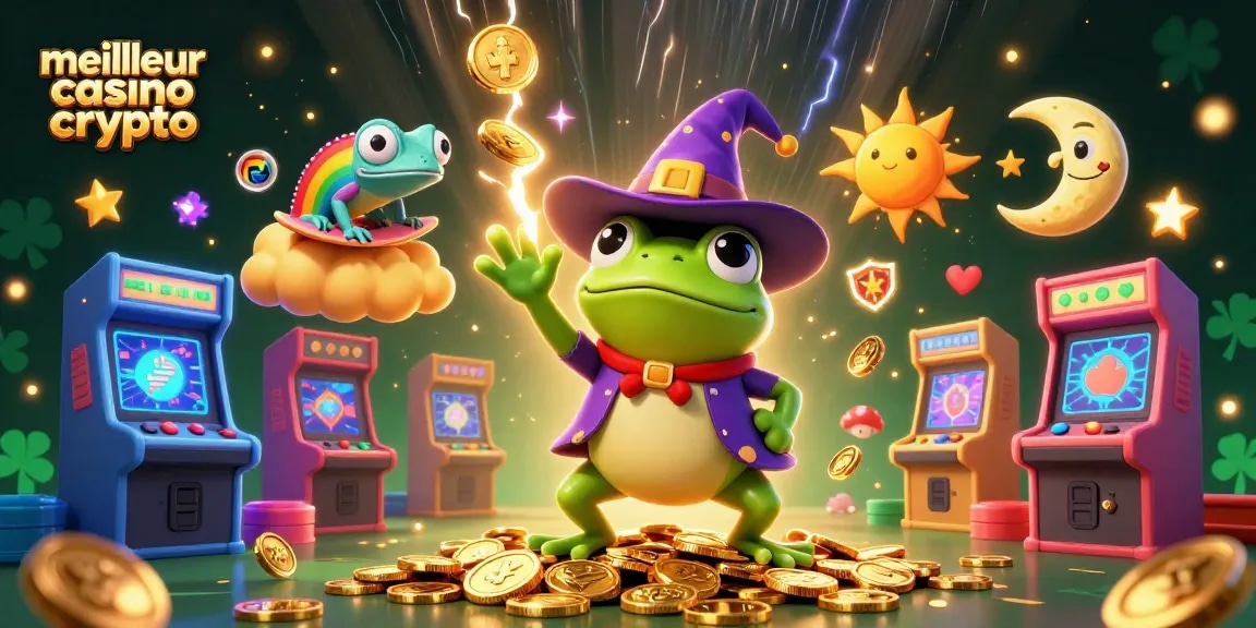 Jouer et gagner au meilleur casino crypto avec une illustration animée captivante.