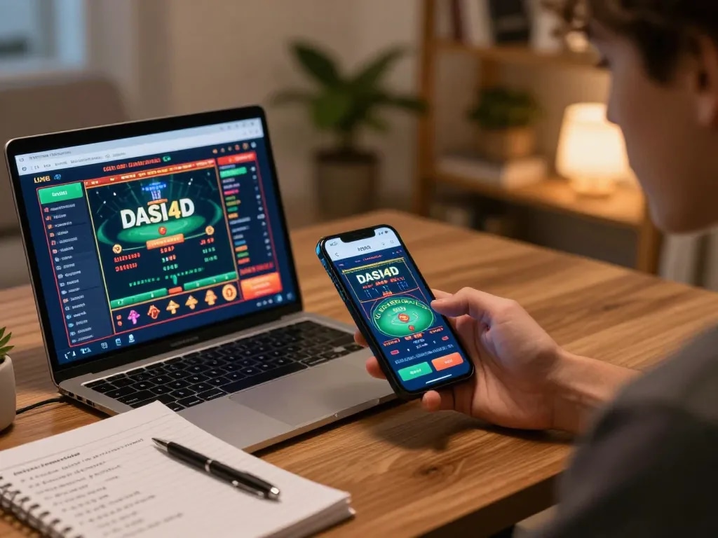 Pemain DASI4D terlibat dalam perjudian online yang menarik melalui aplikasi mobile di lingkungan rumah yang nyaman.