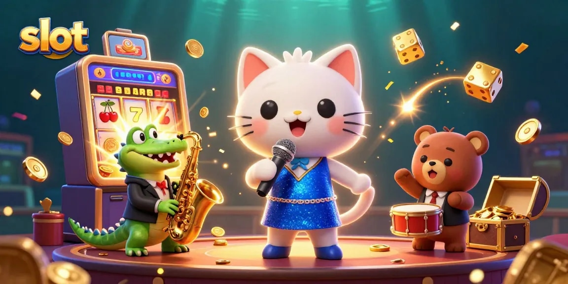 Experience thrilling slot gameplay with vibrant symbols and dynamic characters in this engaging casino scene.