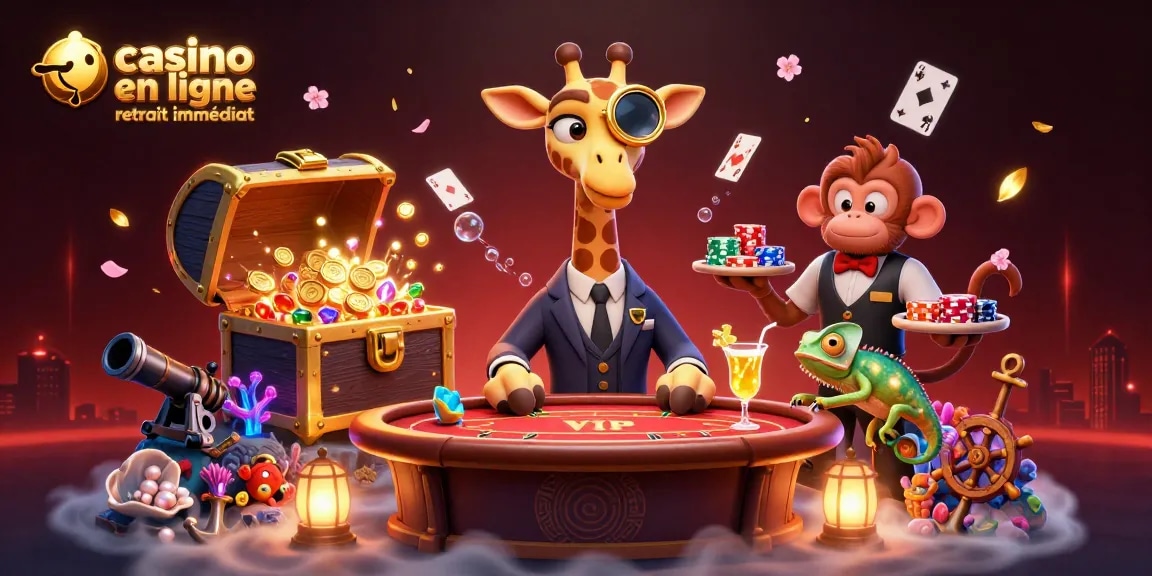 Profitez de l'excitation du casino en ligne retrait immédiat avec une élégante girafe à la table de poker.