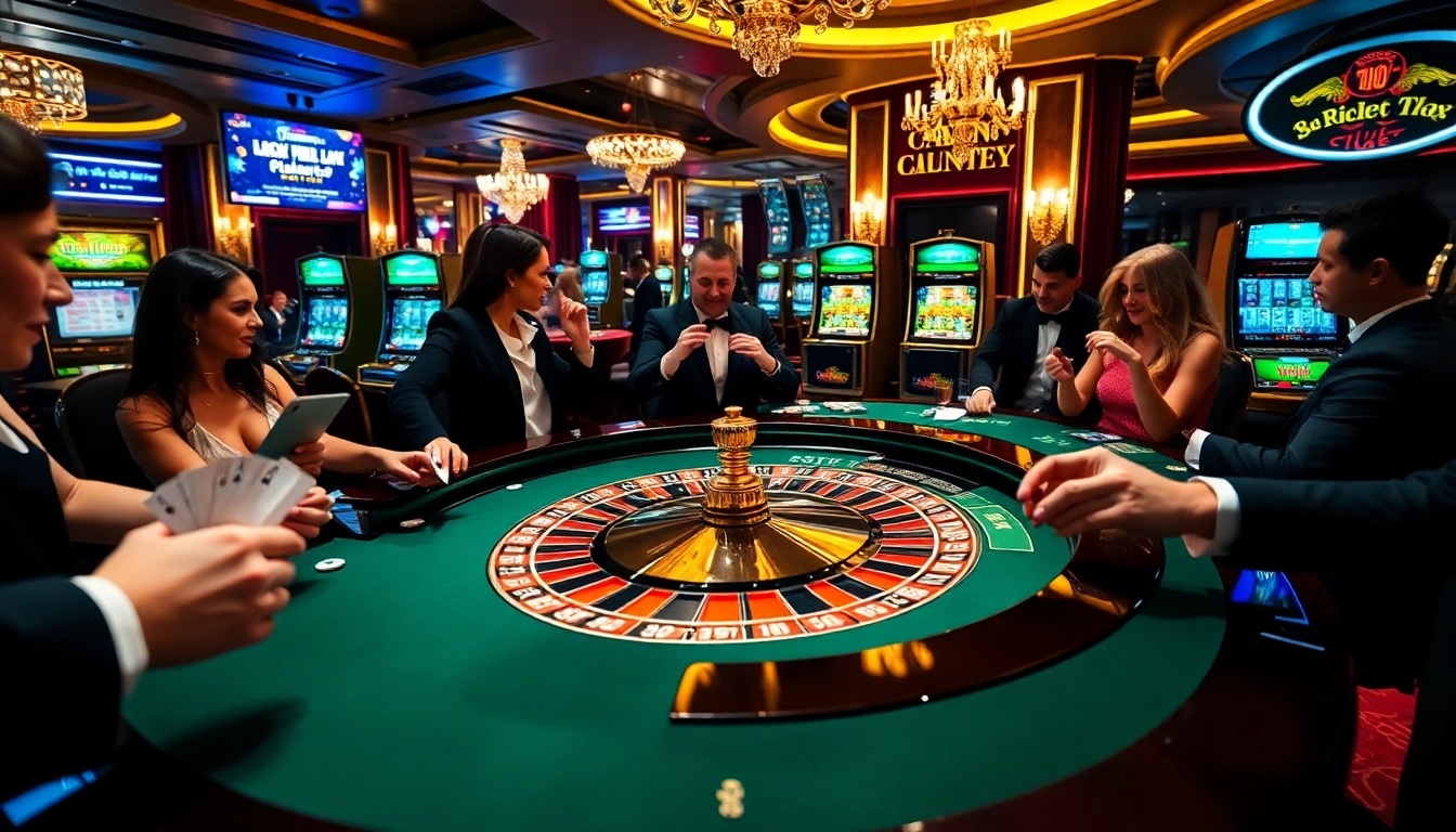 Exciting casino atmosphere at https://shbet.law/ highlighting a roulette table and engaged players.