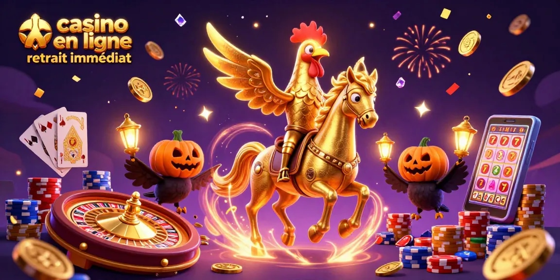 Les gains de casino en ligne retrait immédiat s'accumulent dans un décor festif de jeu.
