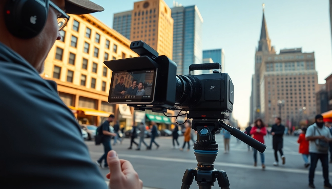 Edmonton videographer filming a live street performance in downtown Edmonton.