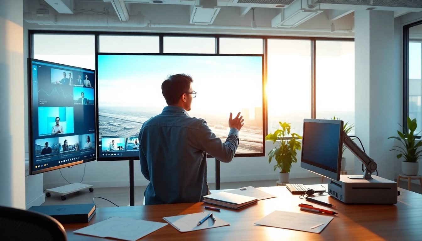Create engaging videos using veo technology in a modern workspace setting.