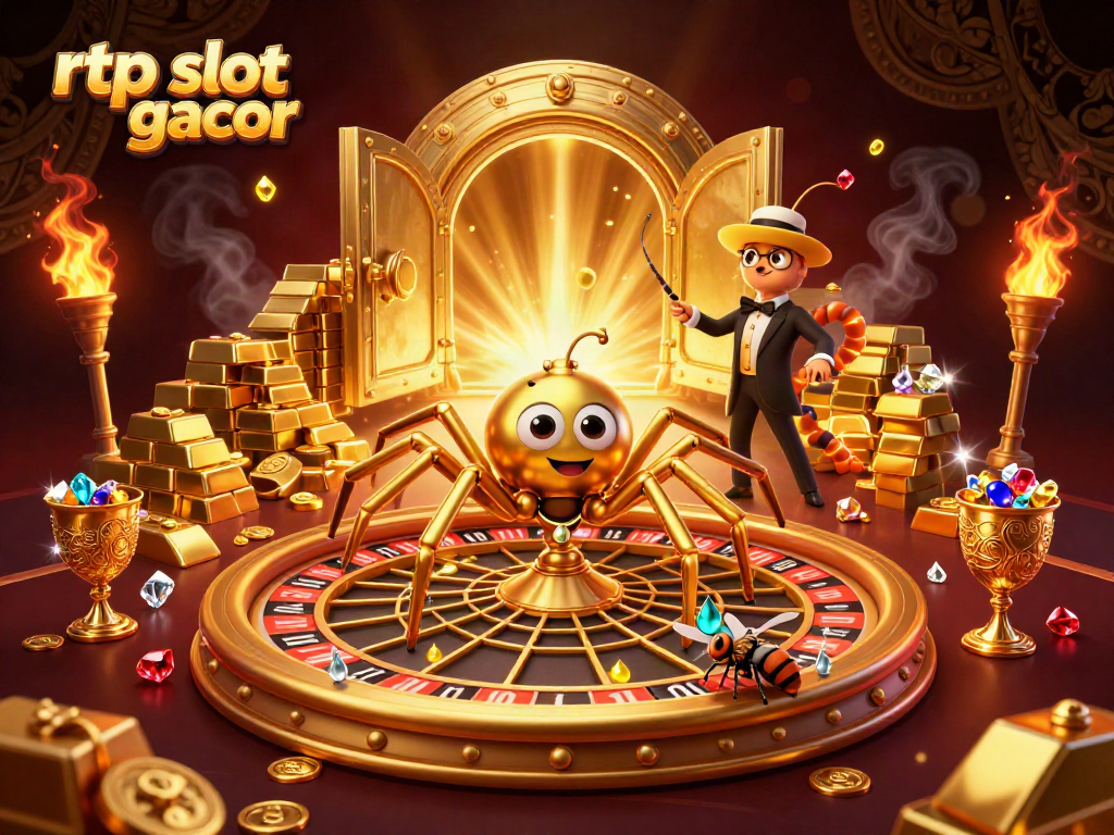Menyaksikan RTP slot gacor dengan kegembiraan saat memutar roda roulette oleh laba-laba emas dan dealer serangga