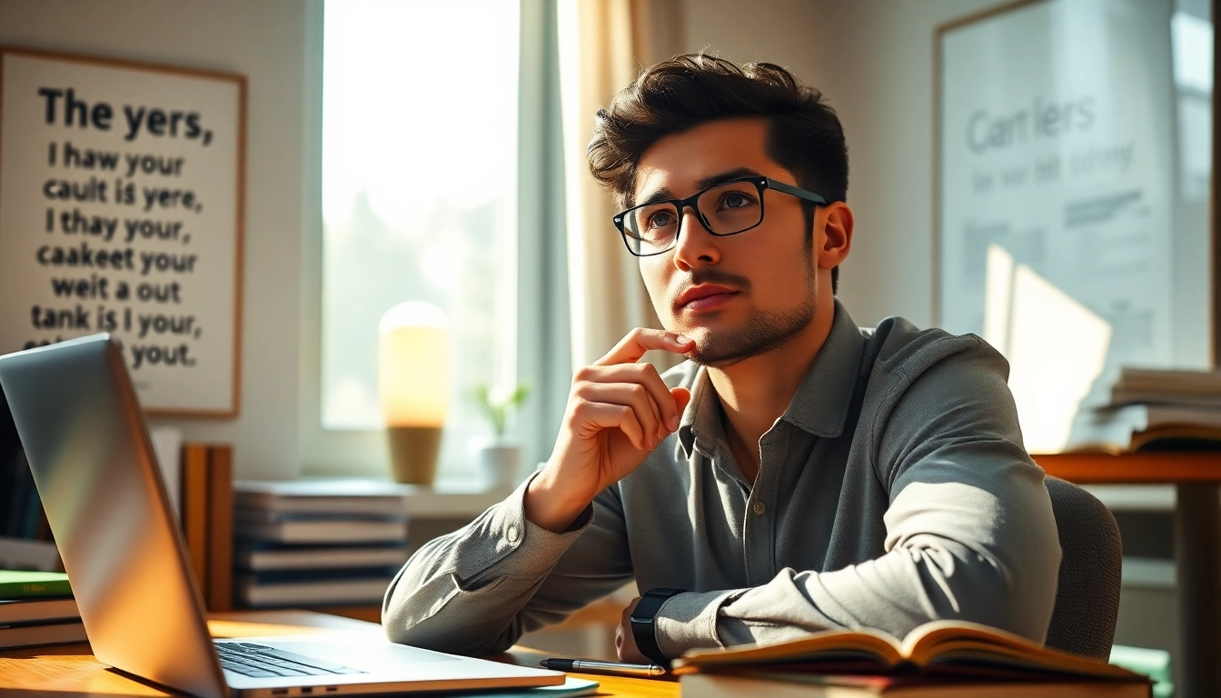 Person reflecting on career choices and seeking to find my true calling in a cozy office.