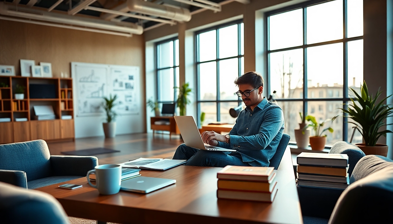 Innerpreneur working in a modern office, showcasing innovation and creativity.