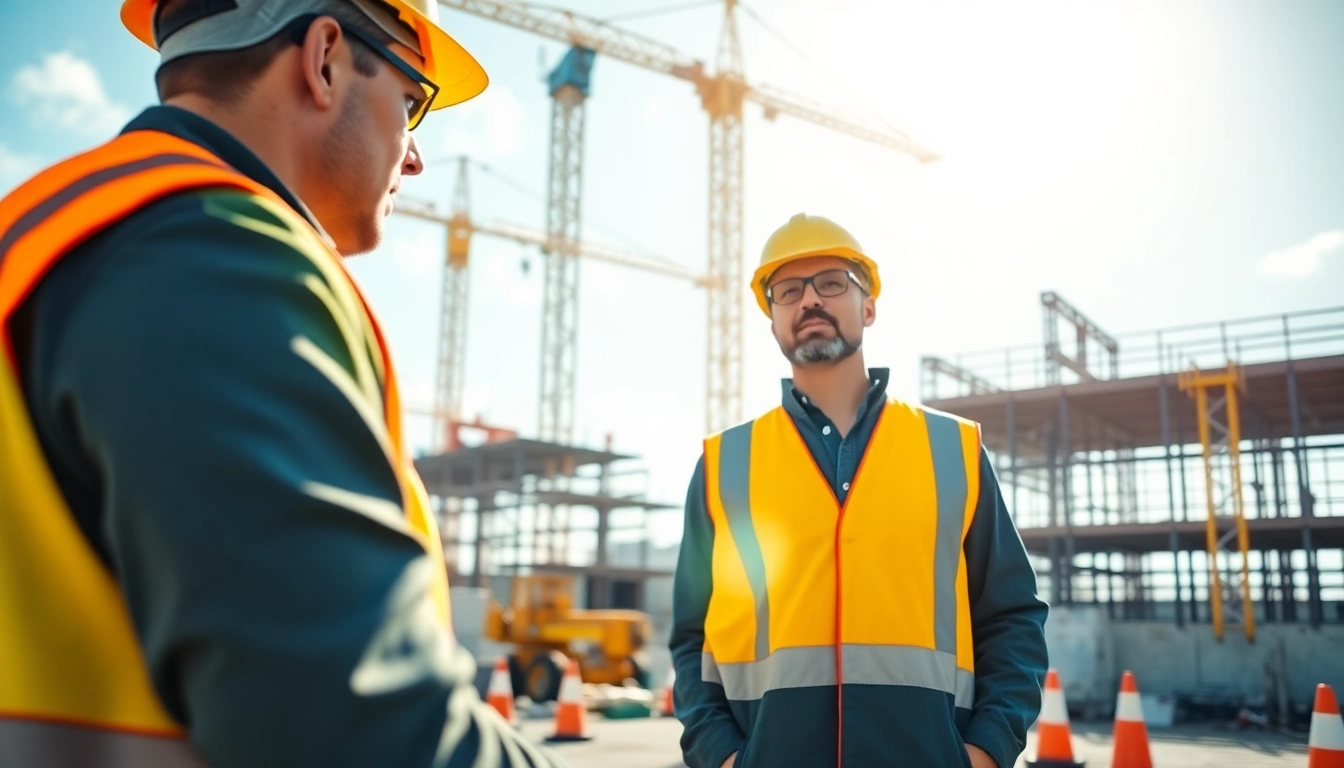 Enhancing construction safety training with a professional demonstration in a busy worksite.