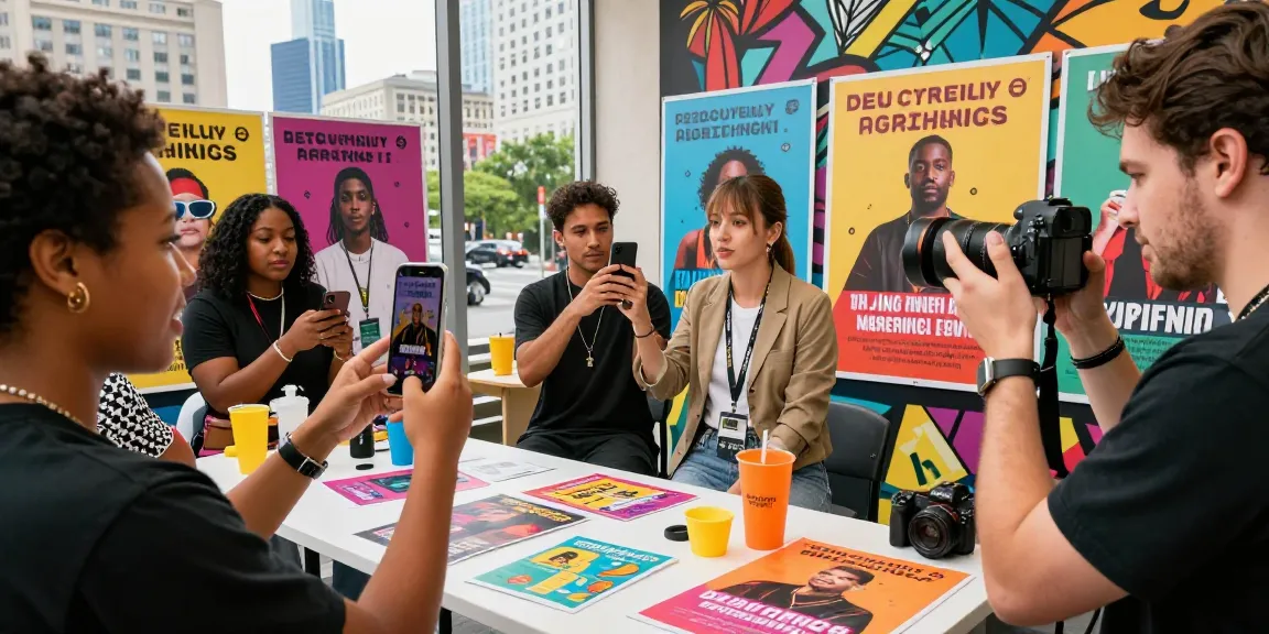 Influencer marketing agency Malaysia team collaborating with diverse creators in an urban setting for engaging campaigns.