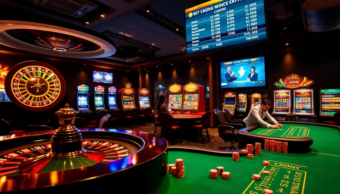 Ressentez l'excitation des casinos en ligne France avec des tables vibrantes, des jetons et une roue de la roulette.