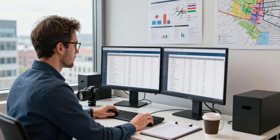 Professioneller LKW Spedition Dortmund Logistikmanager analysiert Transportdaten.