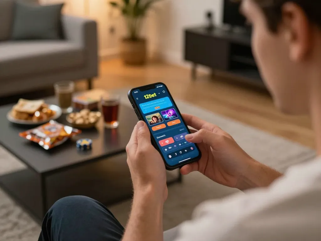 Người chơi đặt cược trên ứng dụng 12bet từ một không gian làm việc phong cách