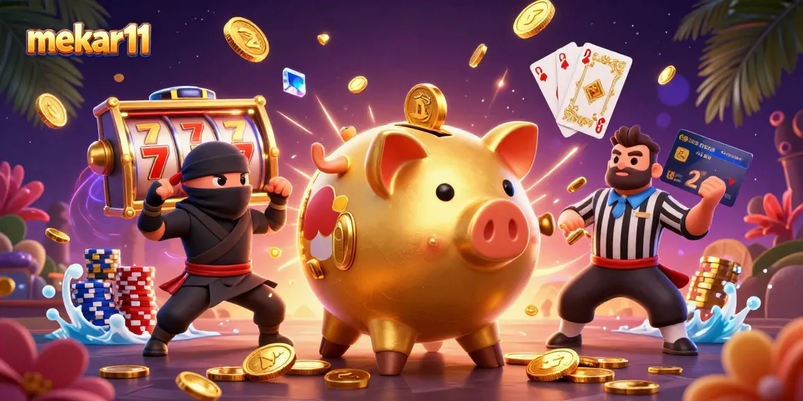 Engage with mekar11 as golden coins and slot reels soar in a vibrant casino showdown.