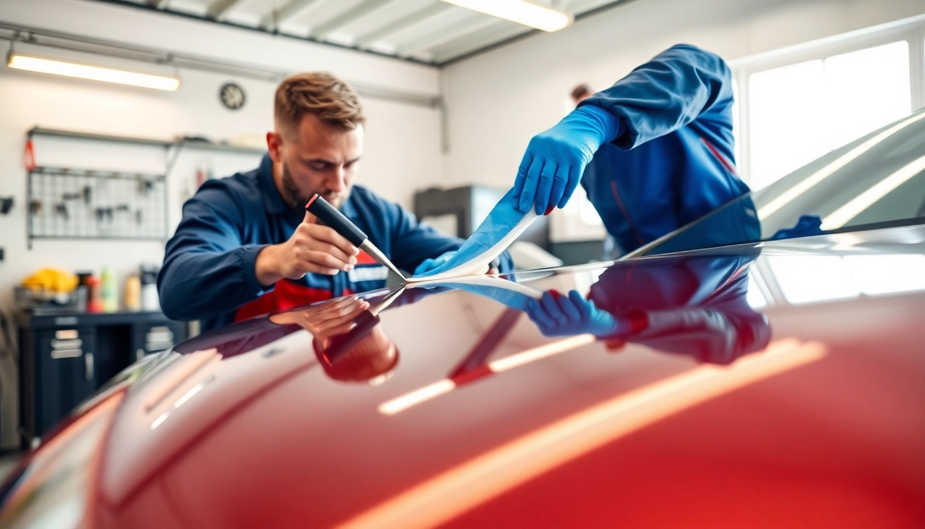 Enhance your vehicle's shine with ceramic coating near me, applied by expert detailers in a bright garage.