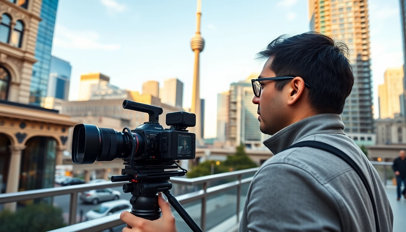 Professional videographers in Toronto capturing dynamic city moments with high-end equipment.