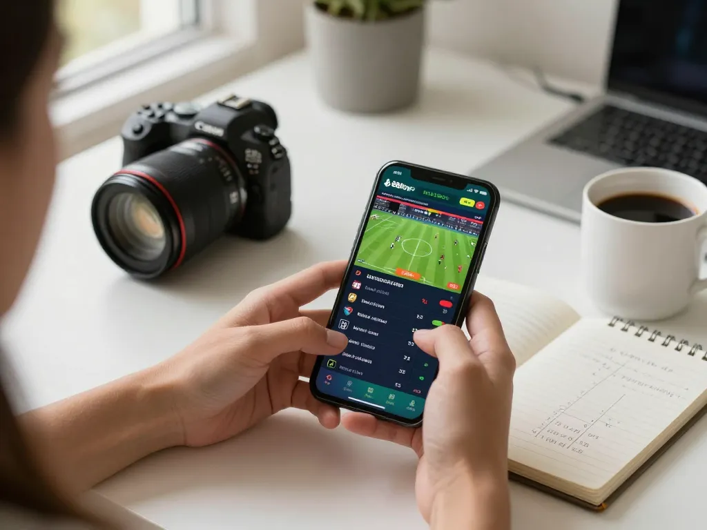 Engaging mobile sports betting activity on 888top app, showcasing live match insights and strategies.