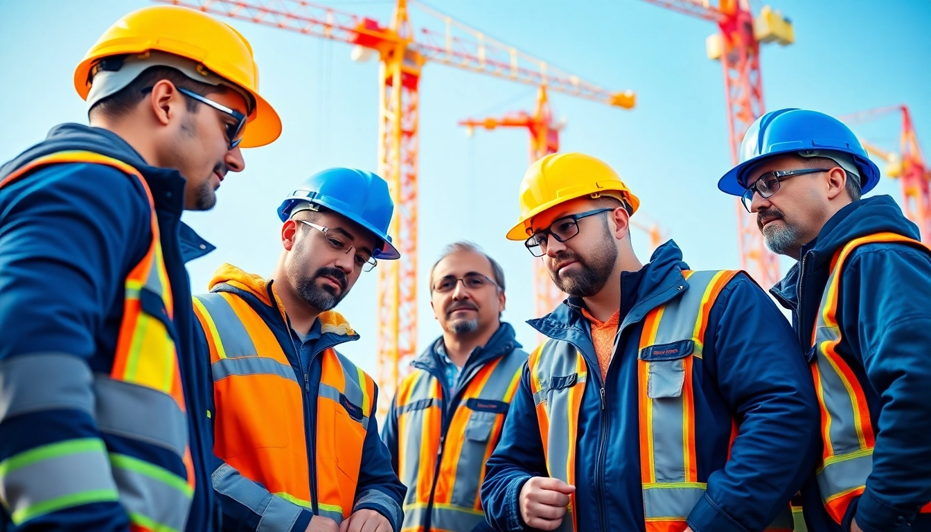 Workers engaged in a collaborative construction career on a vibrant site.