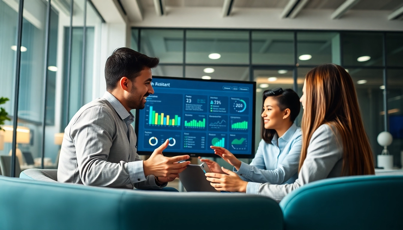 Collaboration with an AI assistant for enterprise showcasing modern workflows and teamwork.